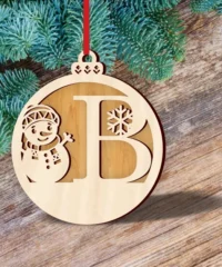 Alphabet B With Snowman Christmas