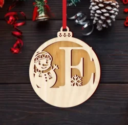 Alphabet E With Snowman Christmas