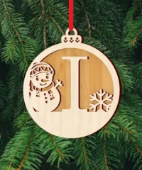 Alphabet I With Snowman Christmas