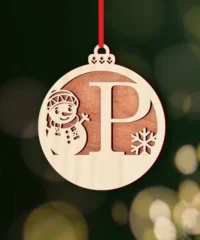 Alphabet P With Snowman Christmas