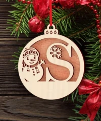 Alphabet S With Snowman Christmas