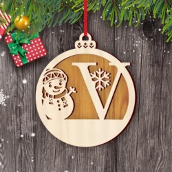 Alphabet V With Snowman Christmas