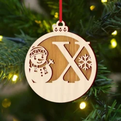 Alphabet X With Snowman Christmas