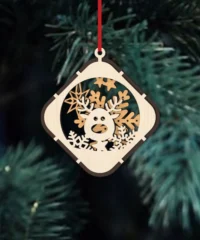 Christmas Ball Tree Decoration With Deer And Snow