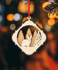 Christmas Ball Tree Decoration With Rabbit And Christmas Tree