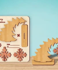Christmas Card With Pine Tree And Snowflake