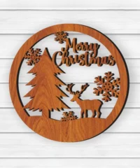 Christmas Coaster With Tree And Reindeer And Snowflake