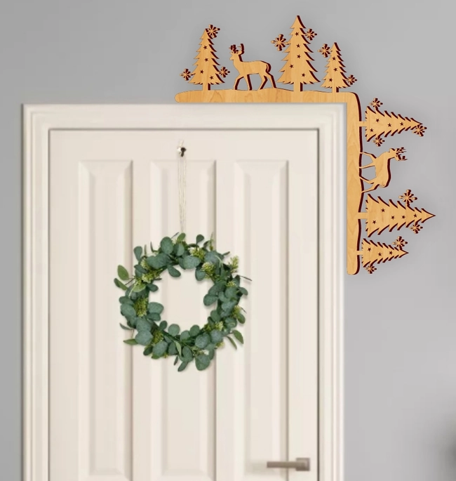 Christmas Tree And Reindeer Christmas Door Corner