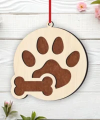 Dog Paw And Bone Christmas Ornament