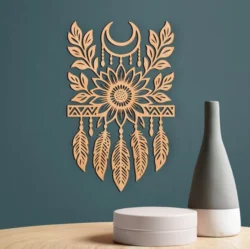 Flower And Moon DreamCatcher Boho Wall Decor