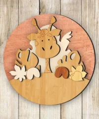Giraffe Baby Round Name Sign
