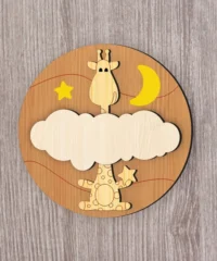 Giraffe Baby Round Name Sign