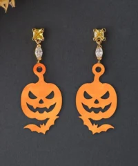 Halloween Earring Pumpkin And Bat