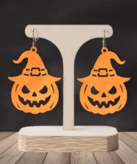 Halloween Earring Pumpkin In Witch Hat