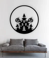 Halloween Haunted House And Pumpkin Wall Art