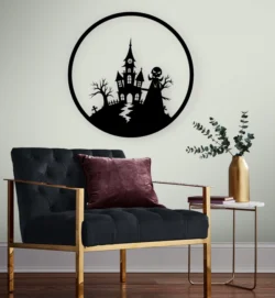 Halloween Haunted House And Tree Wall Art
