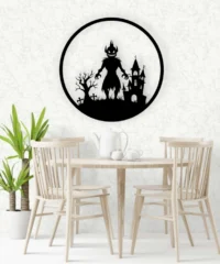 Halloween Monster And Tree With Haunted House Wall Art
