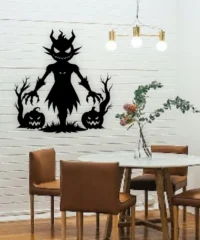 Halloween Monster With Pumpkin And Tree Wall Decor