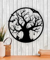 Halloween Tree And Bat Wall Art