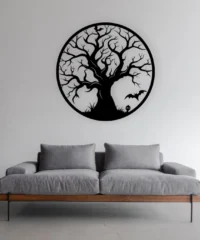 Halloween Tree And Bat Wall Art