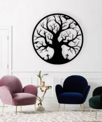 Halloween Tree With Bat Wall Art