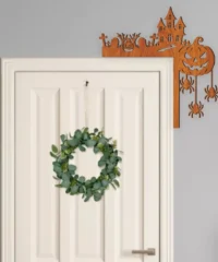 Haunted House And Pumpkin Spider Halloween Door Corner