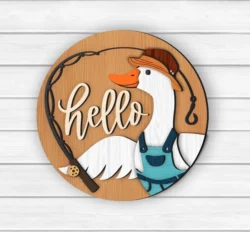 Hello Fisherman Goose Door Hanger