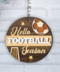Hello Football Season Sport Round Sign