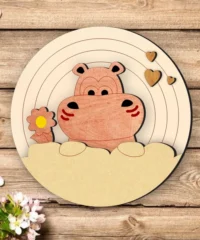 Hippo Baby Round Name Sign