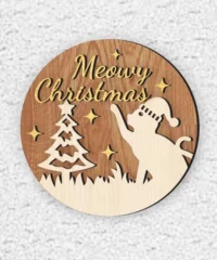 Meowy Christmas Round Sign