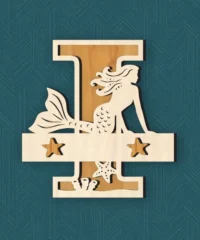Mermaid Monogram Letter I