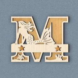 Mermaid Monogram Letter M