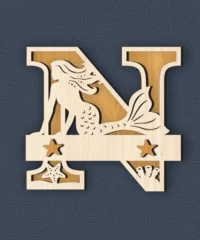 Mermaid Monogram Letter N