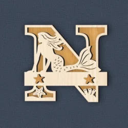 Mermaid Monogram Letter N