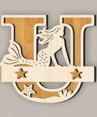 Mermaid Monogram Letter U