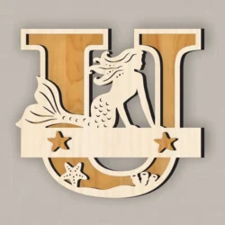 Mermaid Monogram Letter U