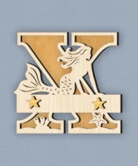Mermaid Monogram Letter X