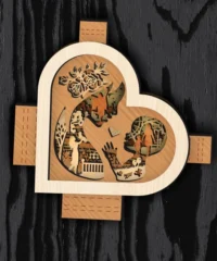 Mother Day Heart Paper Cutting Lamp 3D Shadow Box