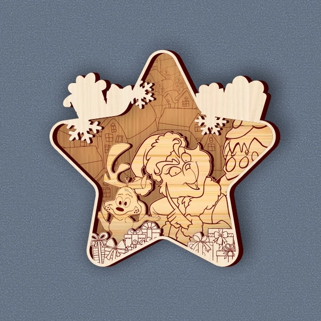 Multilayer Christmas Star With Grinchmas