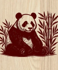 Panda With Bamboo