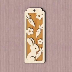 Rabbit And Carrot With Flower Bookmark