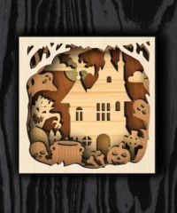 Spooky Halloween Haunted House Shadow Box