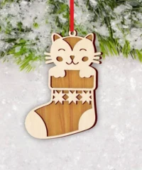 Stocking With Cat Christmas Ornament