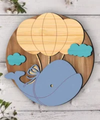 Whale Baby Round Name Sign