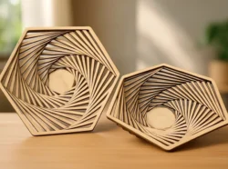 Wooden Spiral Weave Bowl