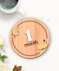 1 Month Baby Milestone Card With Moon And Cloud