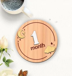 1 Month Baby Milestone Card With Moon And Cloud