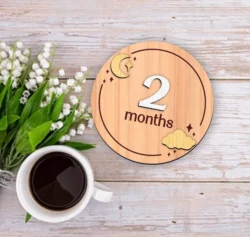2 Months Baby milestone card With Moon And Cloud