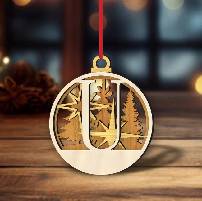 Alphabet U Christmas Ornament