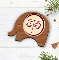 Baby Birth Stats Announcement Elephant Shape